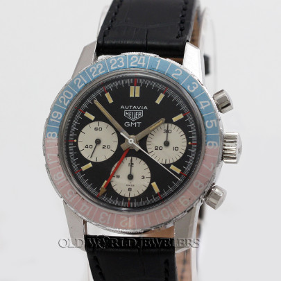 Heuer Vintage Autavia GMT Ref 2446C Steel Black Dial